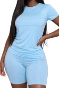 SOLID TOP & BIKER SHORTS SET