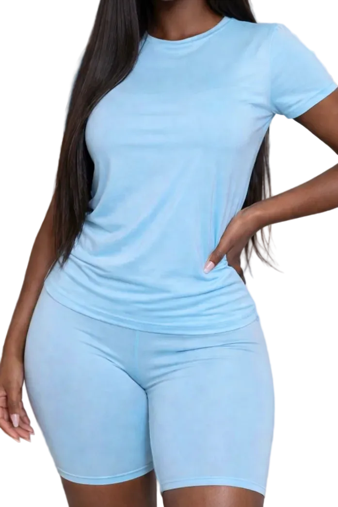SOLID TOP & BIKER SHORTS SET