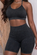 WASHED BRA TOP & SHORTS SET