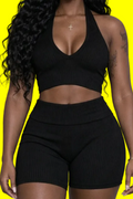 WOMEN CROP TOP FOLDED SHORTS SET